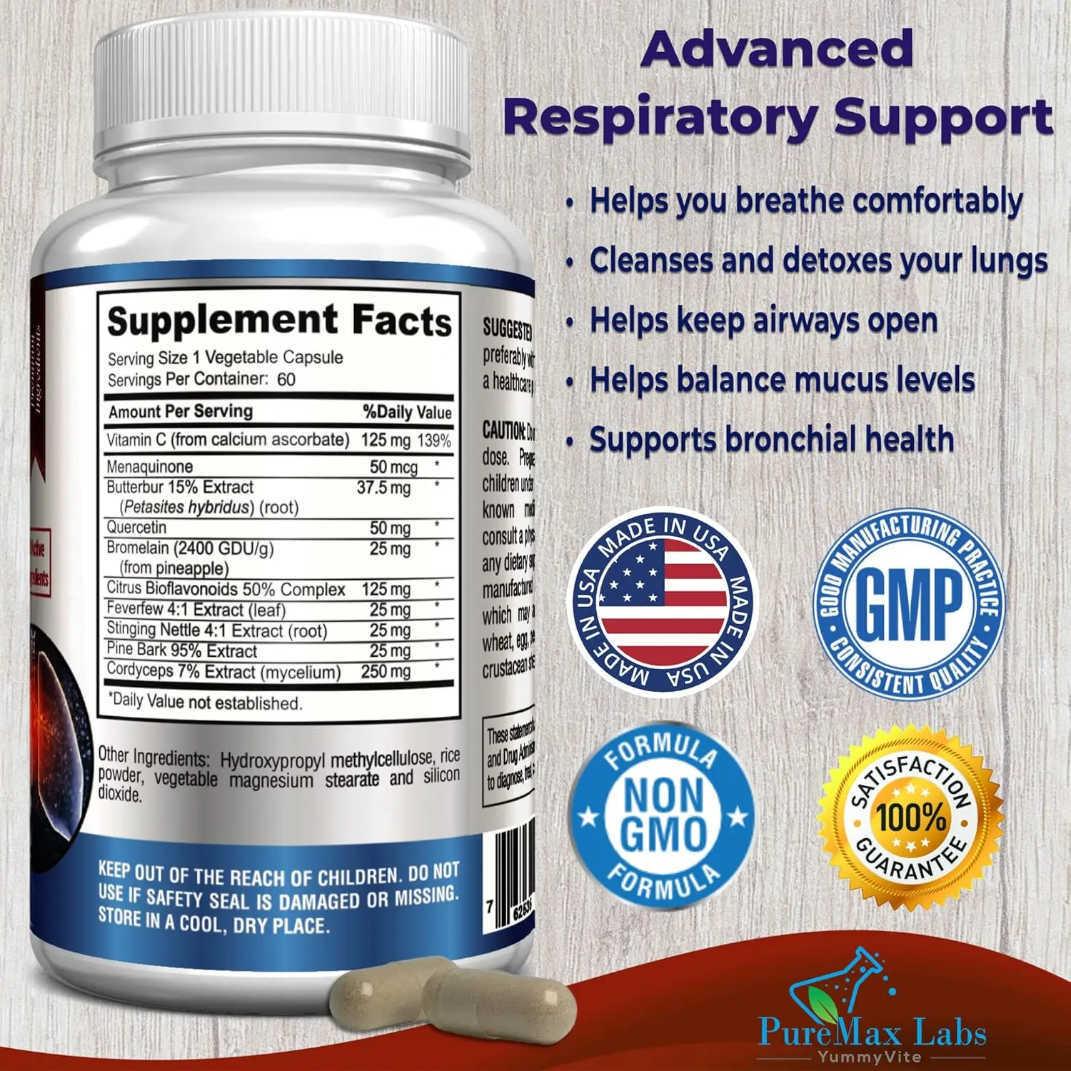 Puremax Labs Lung Health Respiratory System Support Supplement